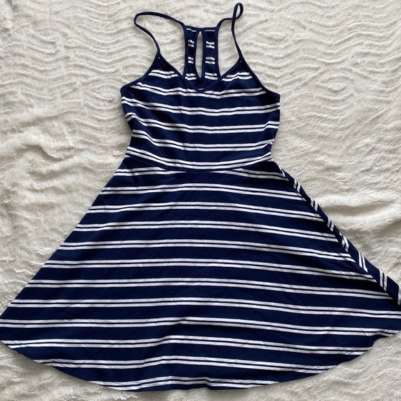 Navy Stripe Skater Dress - Picture 2 of 4